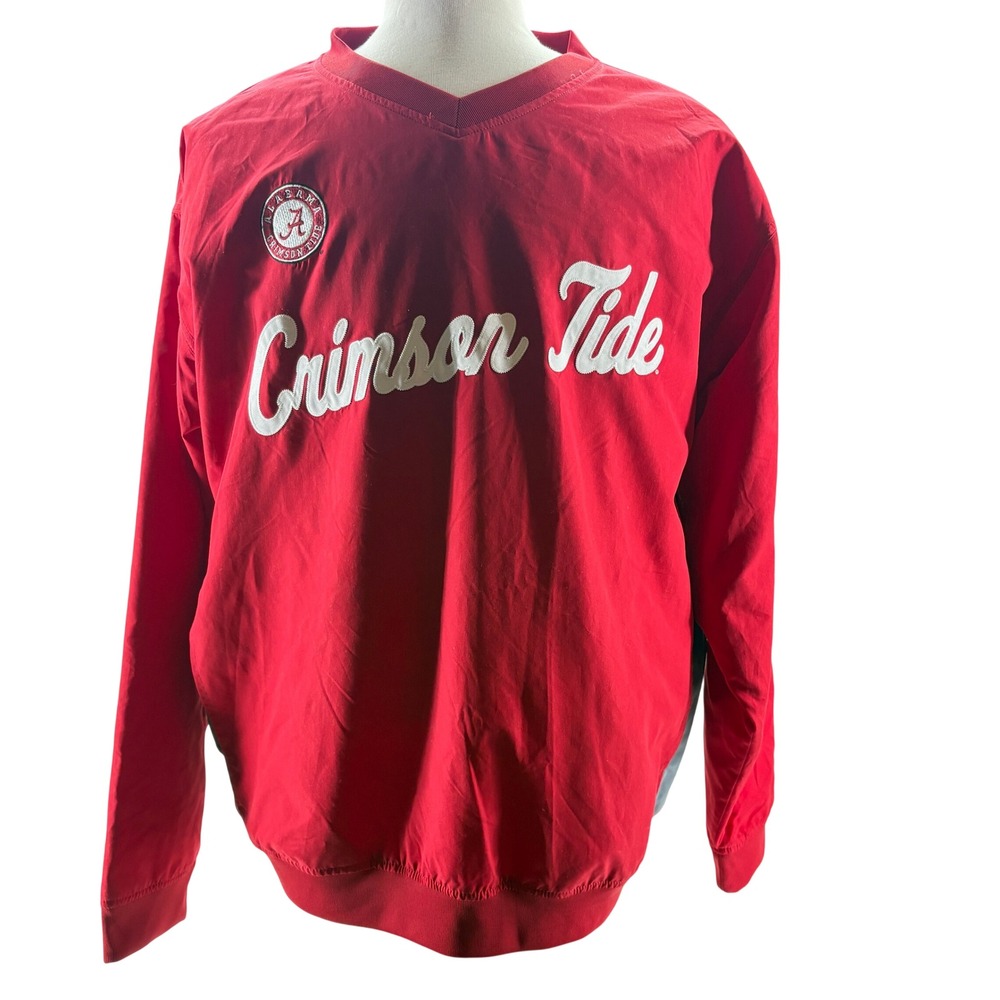 Alabama Crimson Tide Mens V-Neck Windbreaker Red Grey Large Bama Roll Tide NCAA
